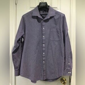Tommy Hilfiger Men's Purple And White Cotton Dress Shirt